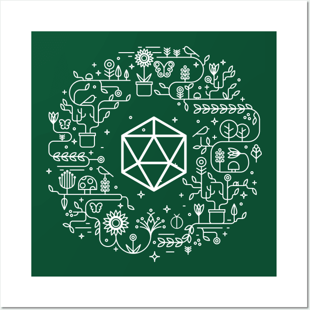 Minimalist Polyhedral D20 Dice of the Druid Tabletop Roleplaying RPG Gaming Addict Wall Art by dungeonarmory